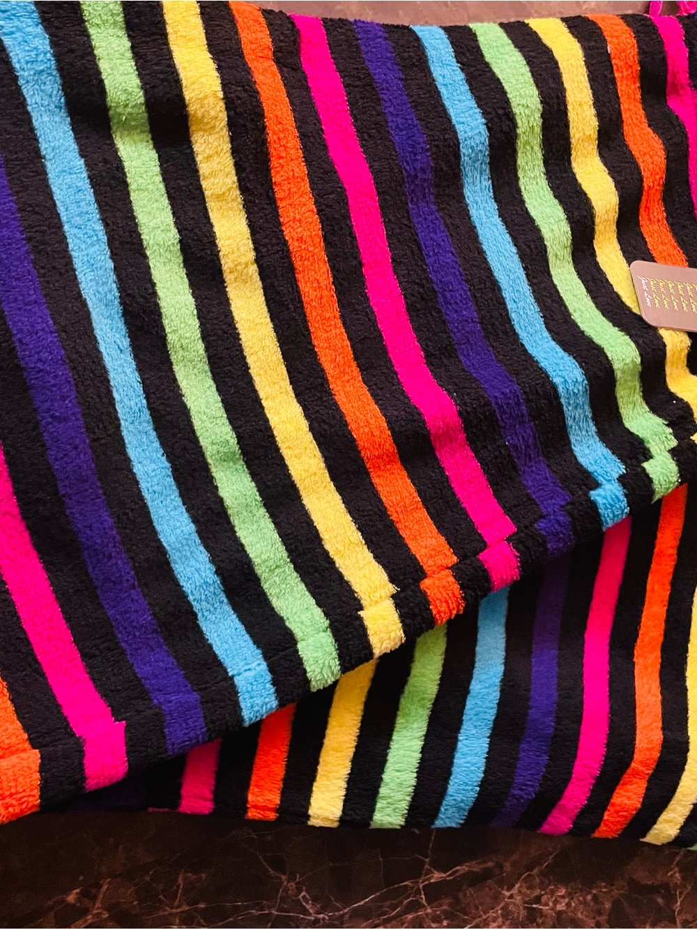 Just Love Black Terry Pajama Pants with Rainbow Stripes